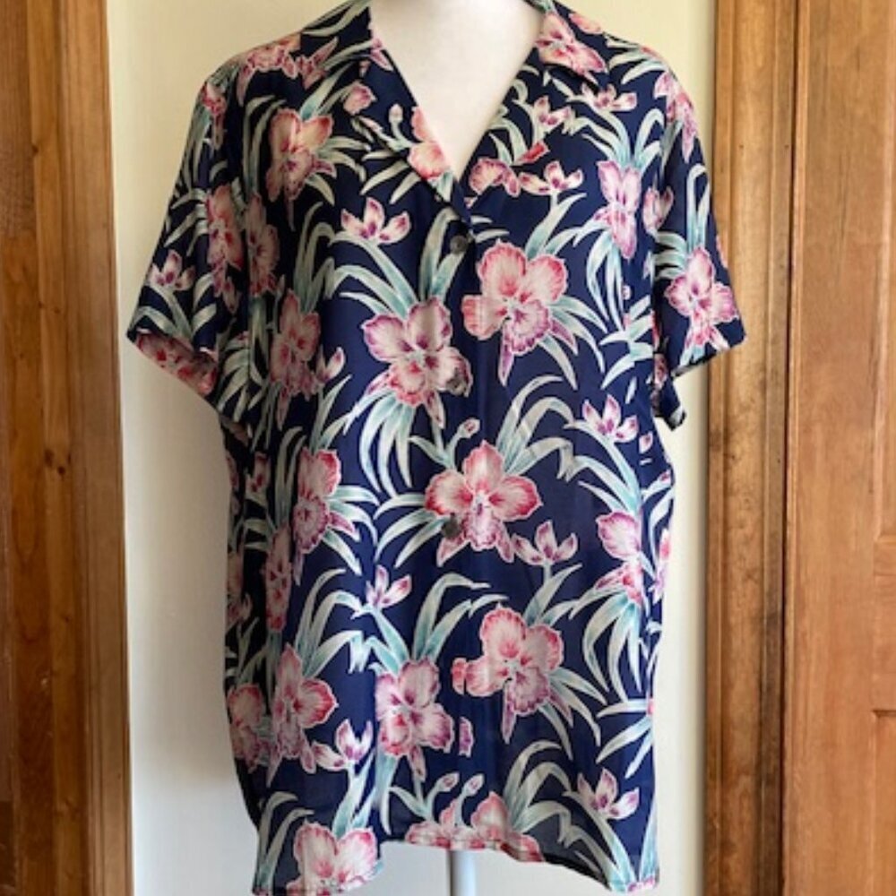 TOMMY BAHAMA Talulla Gardens Camp Shirt in Island Navy L - Picture 2 of 16